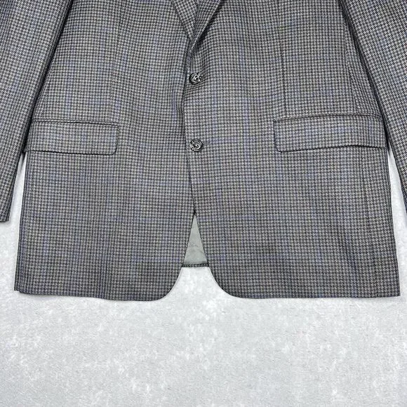 Burberry London Blazer 44R Gray Plaid Kensington 100% Wool Suit Two Buttons